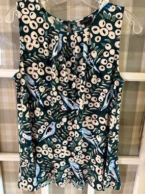 Ann Taylor Factory Green Floral-Print Sleeveless Blouse
